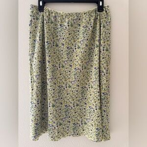 Norton McNaughton Yellow and Blue Floral A-Line Skirt